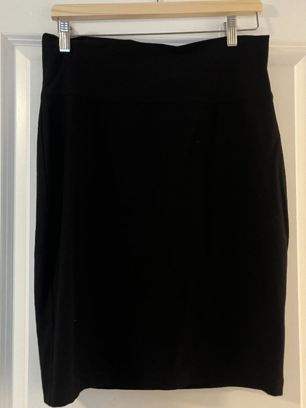 Eileen Fisher Black Pull-On Pencil Skirt Stretch Knit Size S